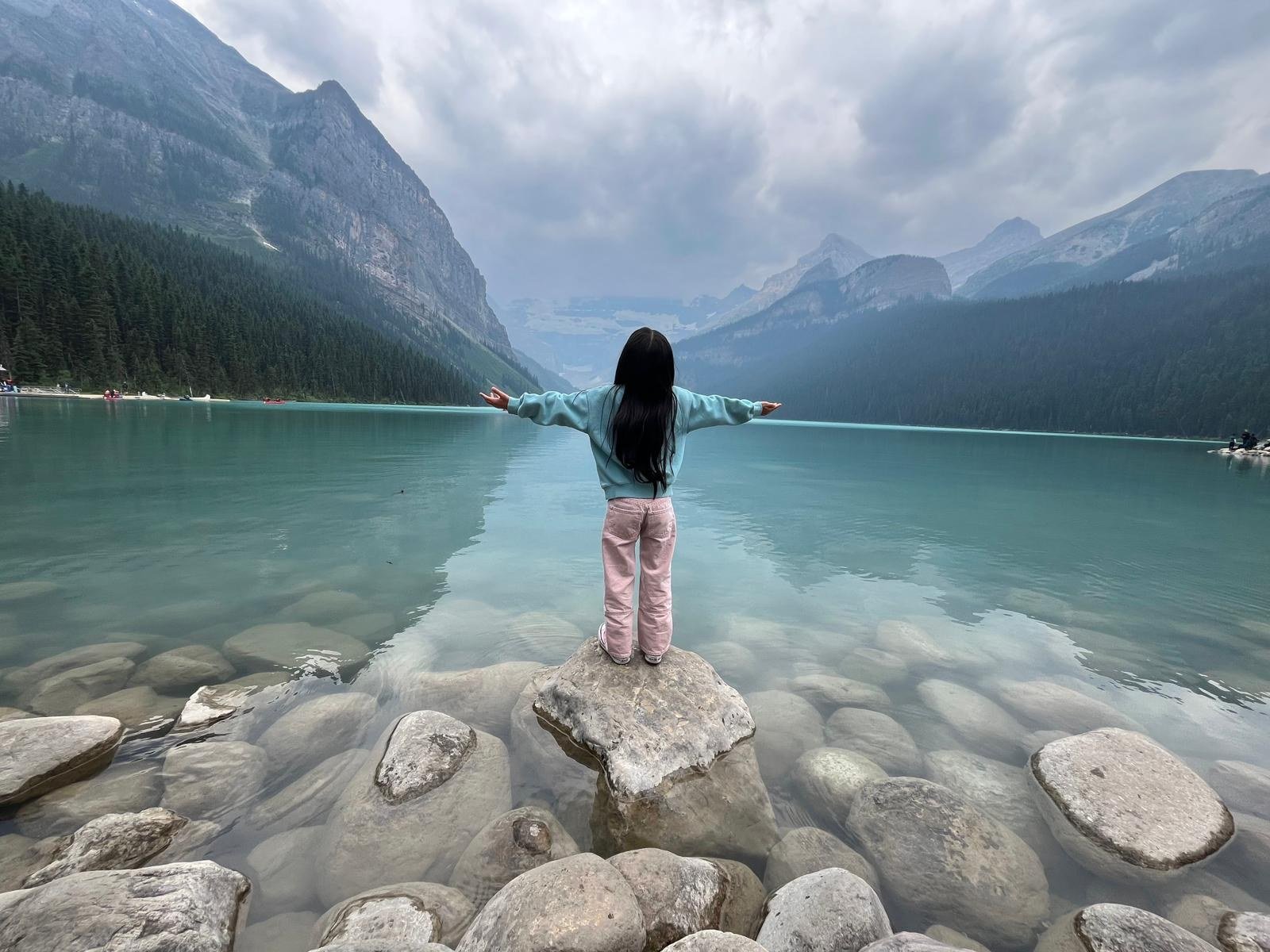 Lake Louise, arms wide