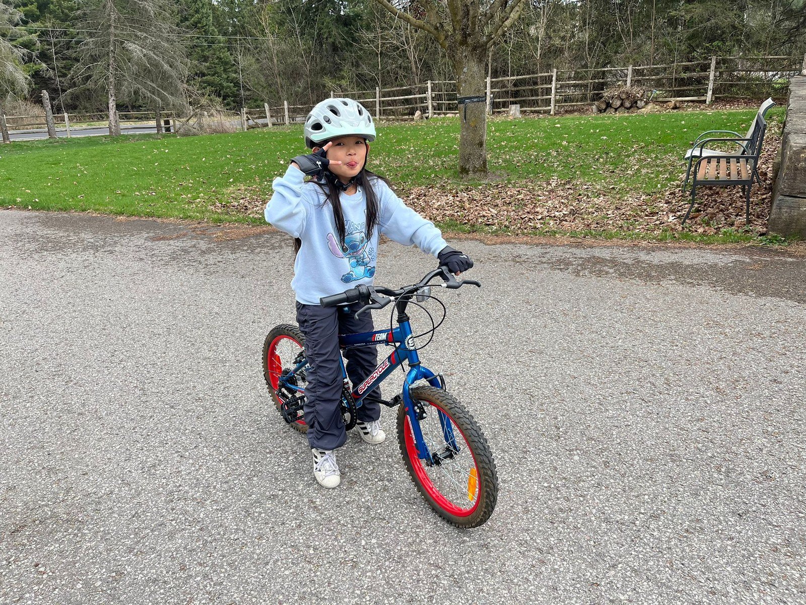 Biking outdoors