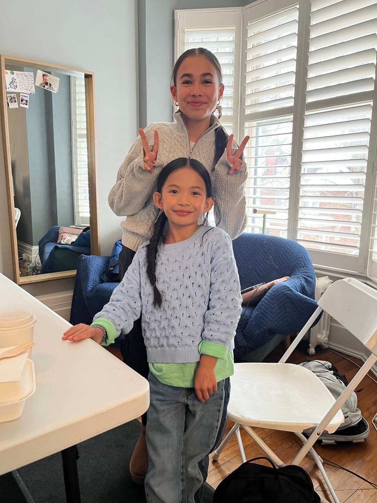 At home with sister